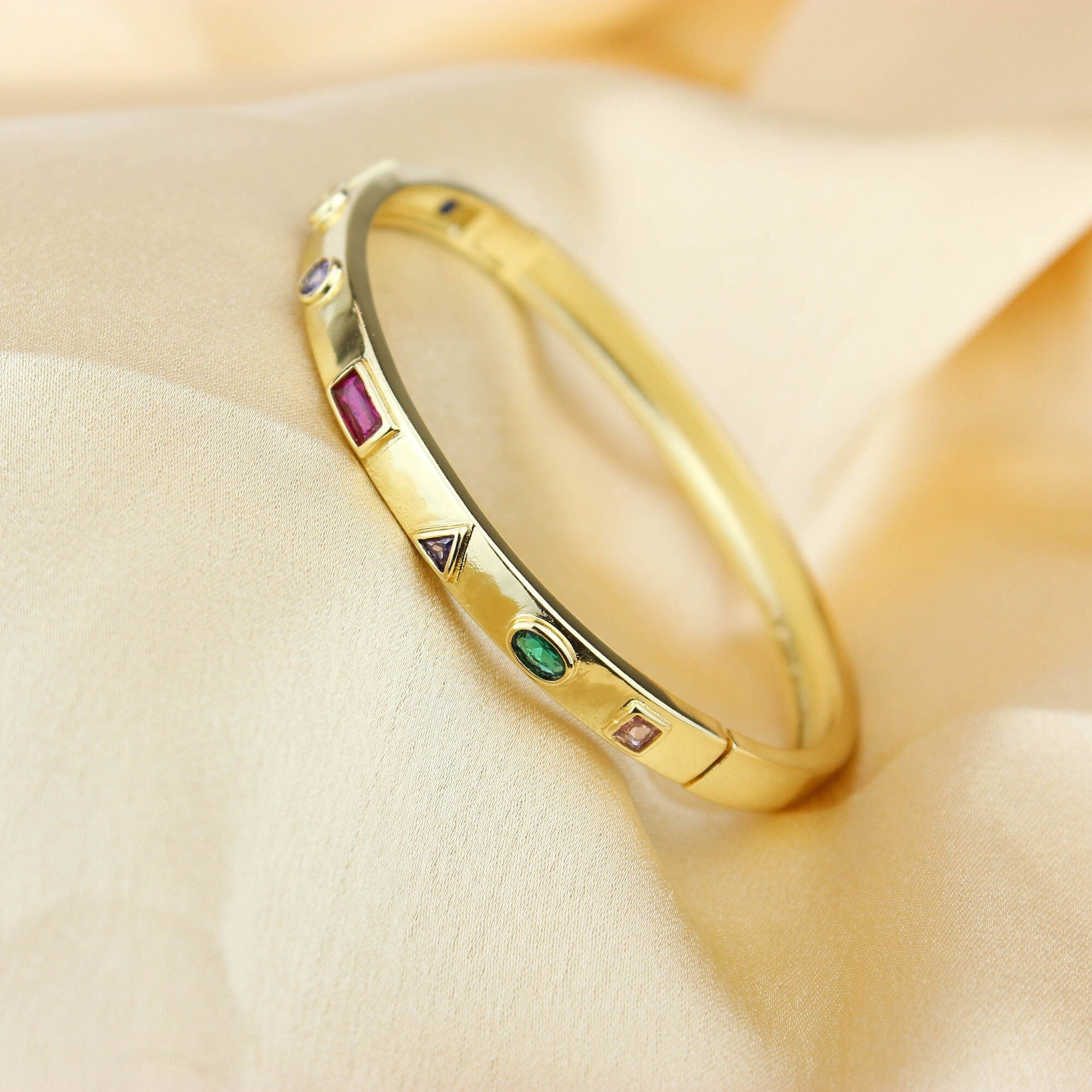 Gold Plated CZ Gemstone Diamond Bracelet