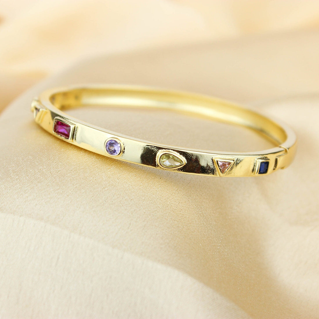 Gold Plated CZ Gemstone Diamond Bracelet