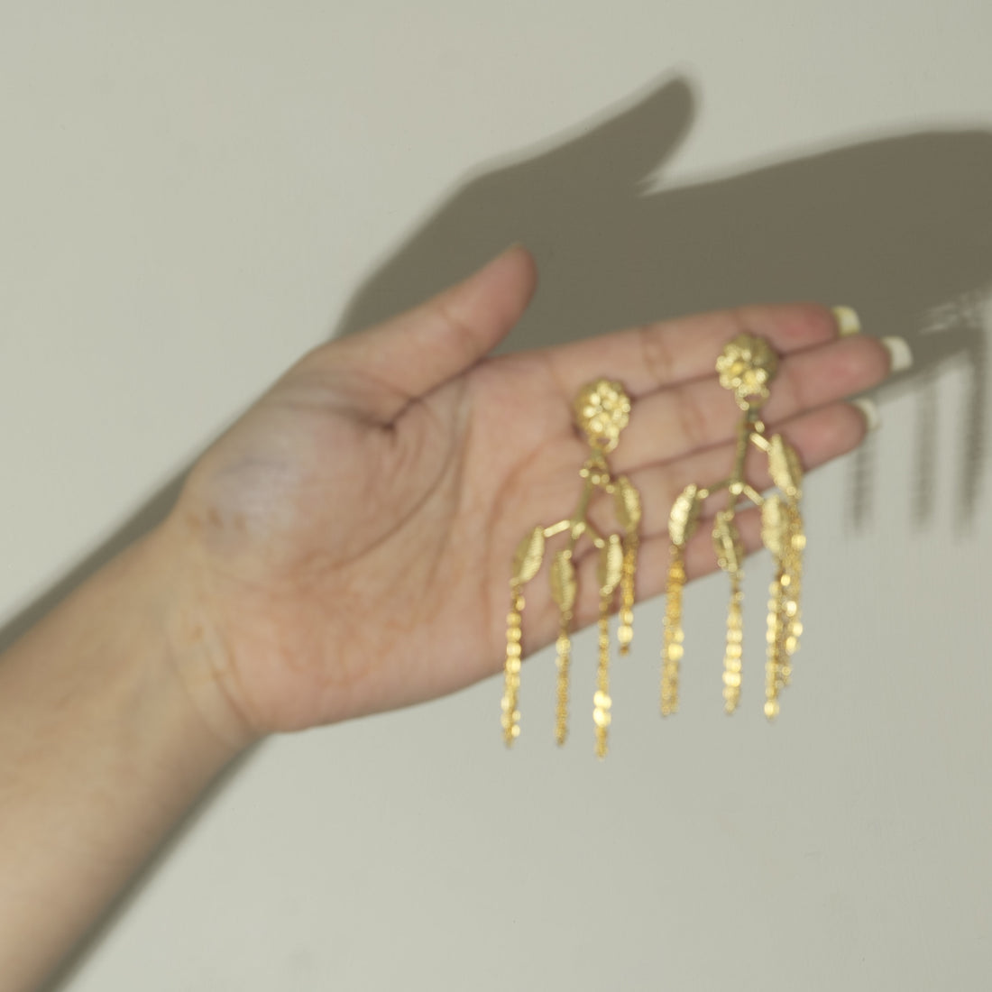 Gold Plated Floral Leaf Earrings