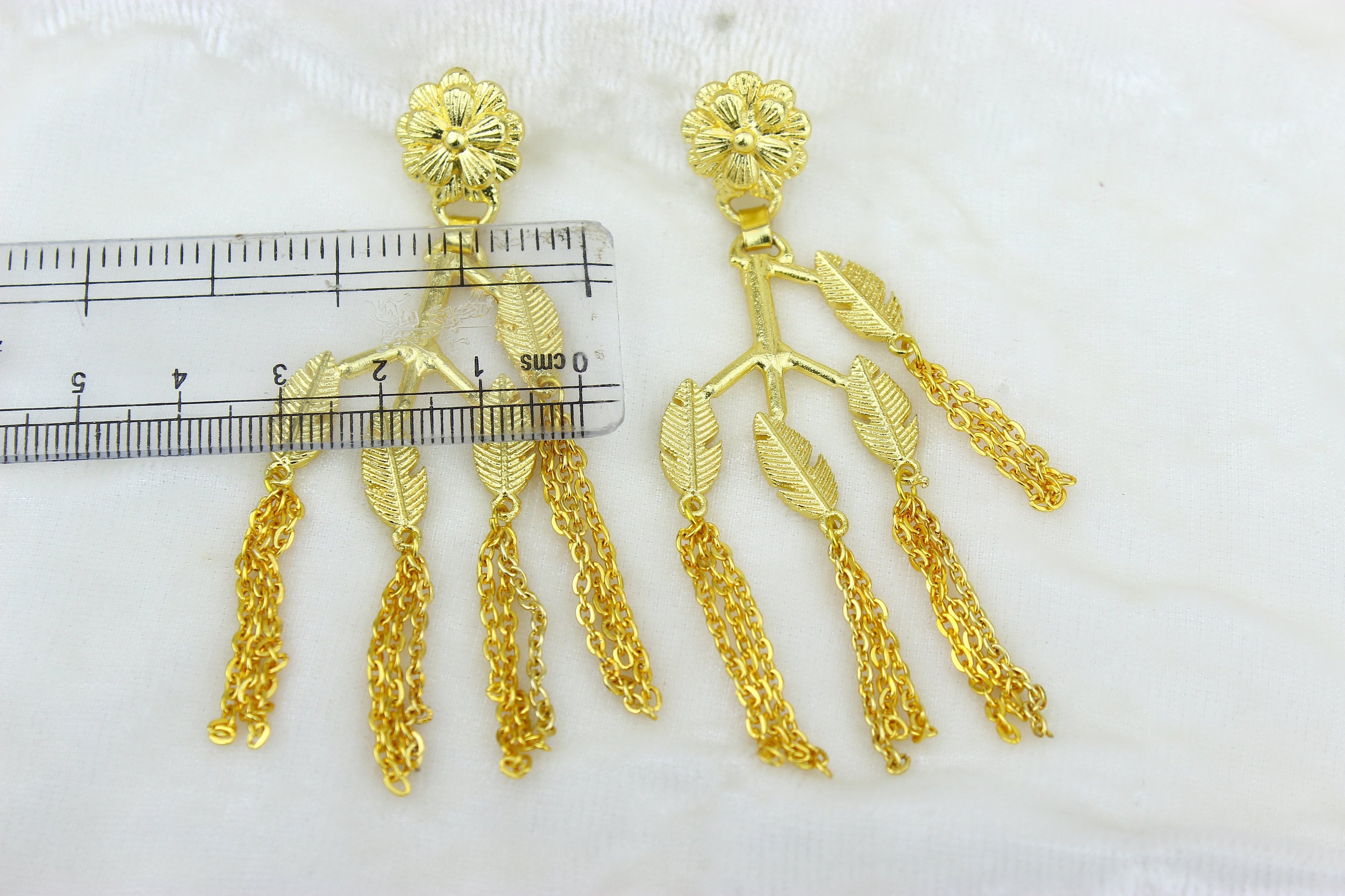 Gold Plated Floral Leaf Earrings
