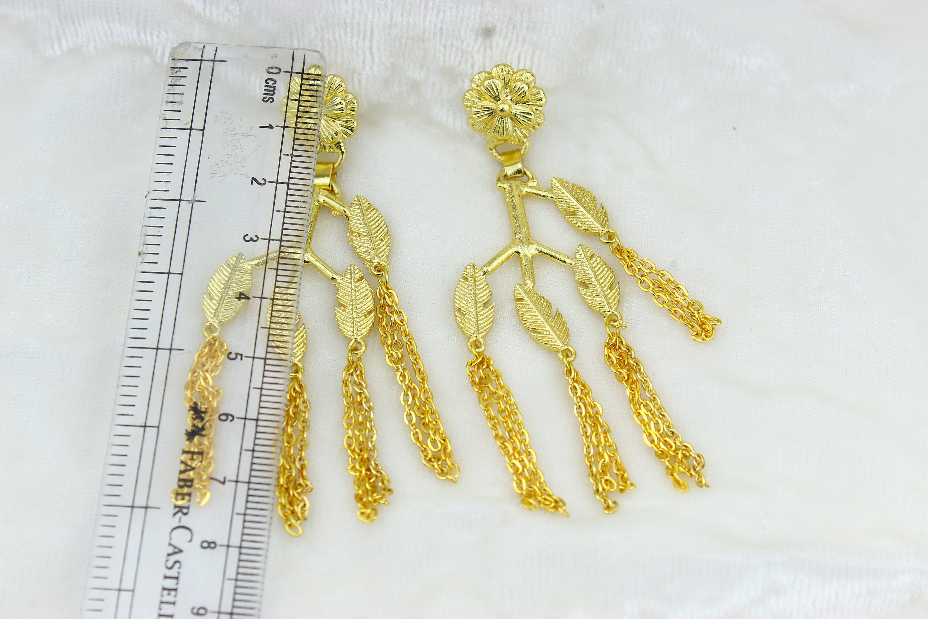 Gold Plated Floral Leaf Earrings