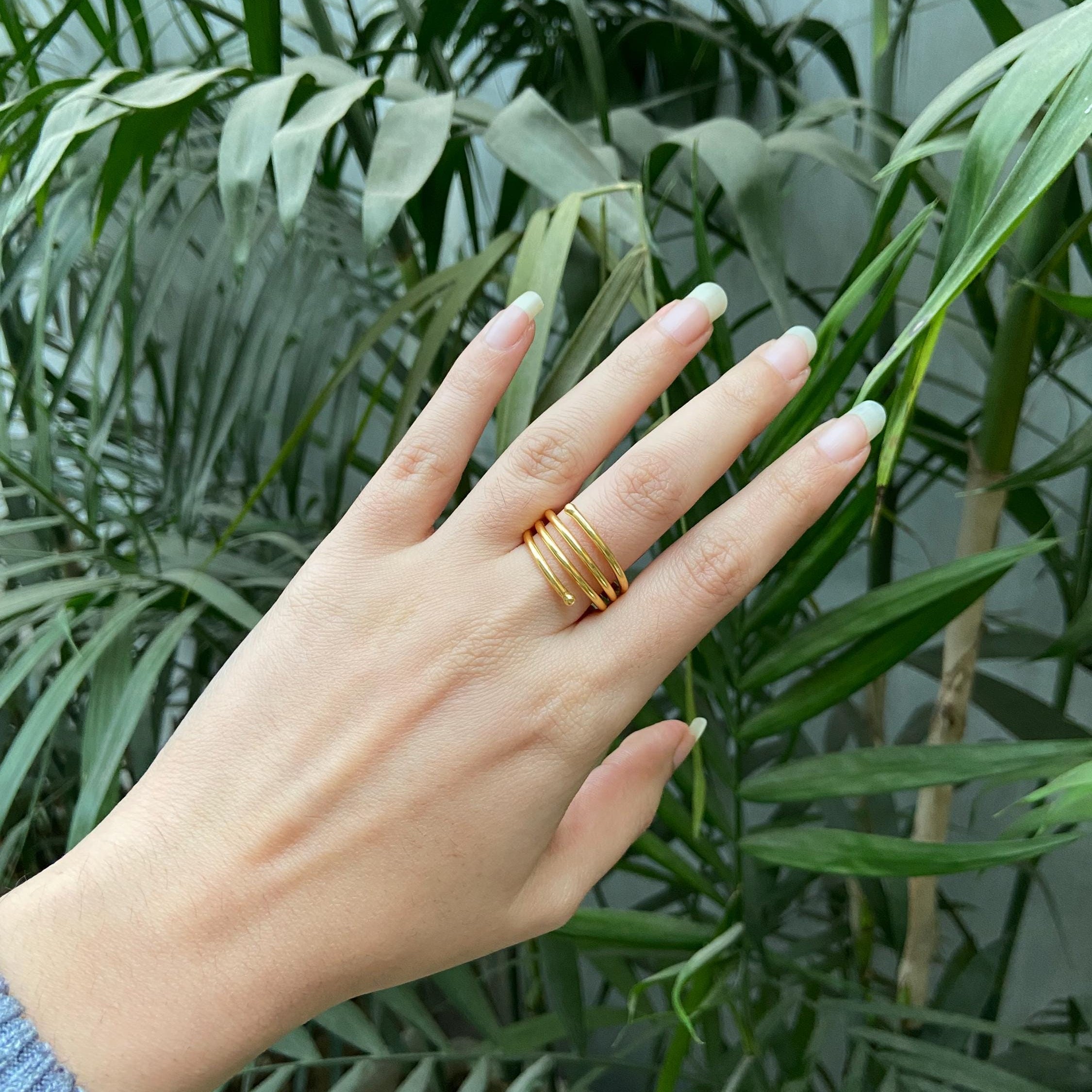 Golden Layers Broad Cuff Ring