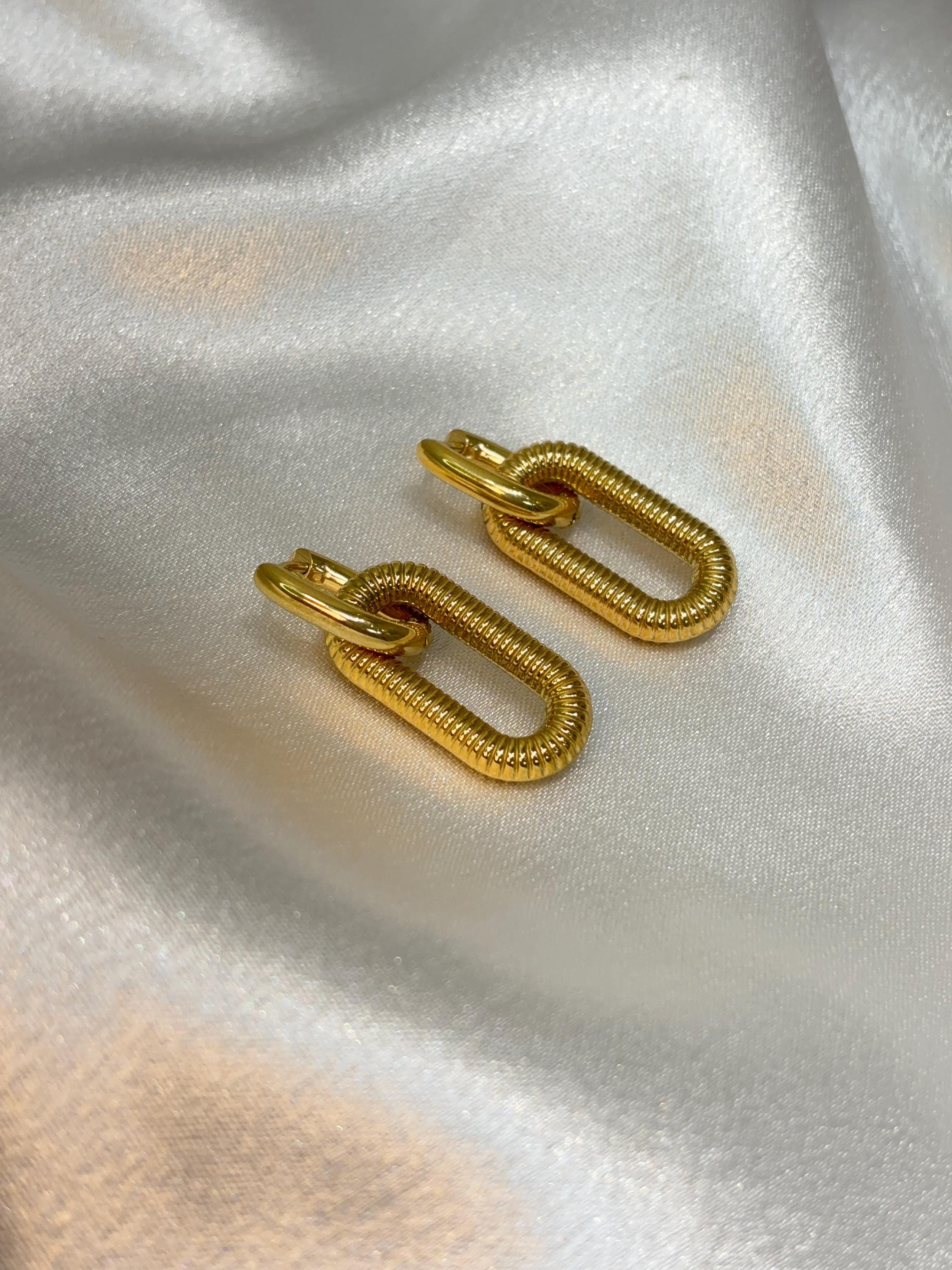 Textured Chain Loop Hoop Earrings