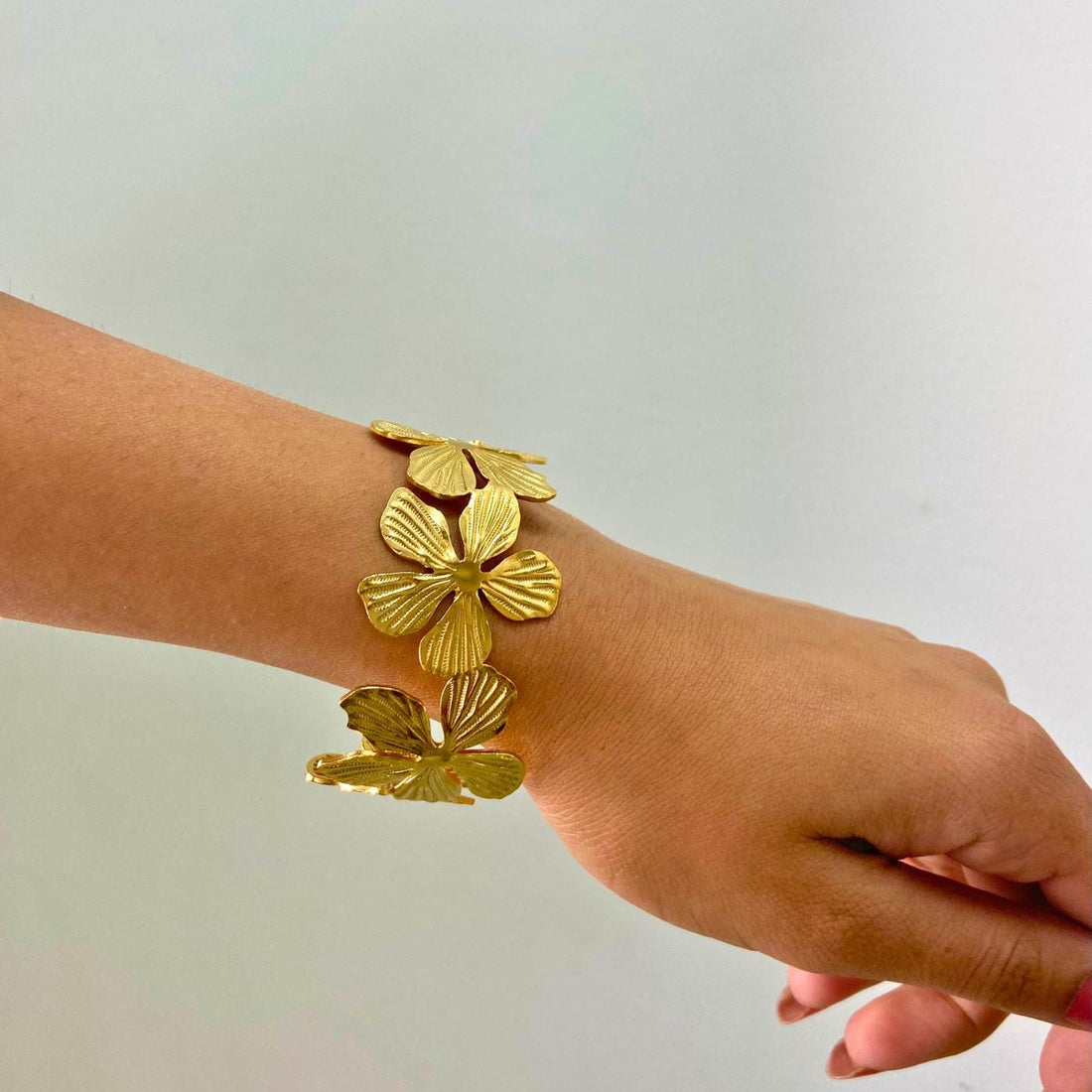 Gold floral cuff Bracelet