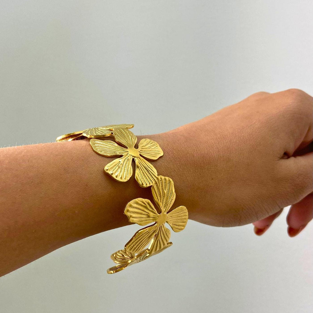 Gold floral cuff Bracelet
