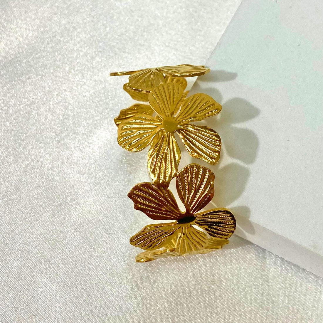 Gold floral cuff Bracelet