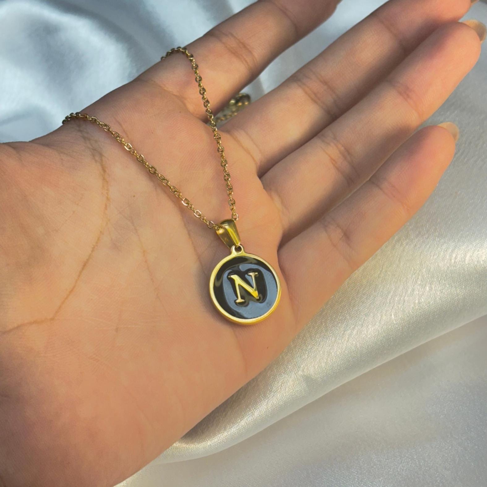Enamel Initial Pendant Necklace