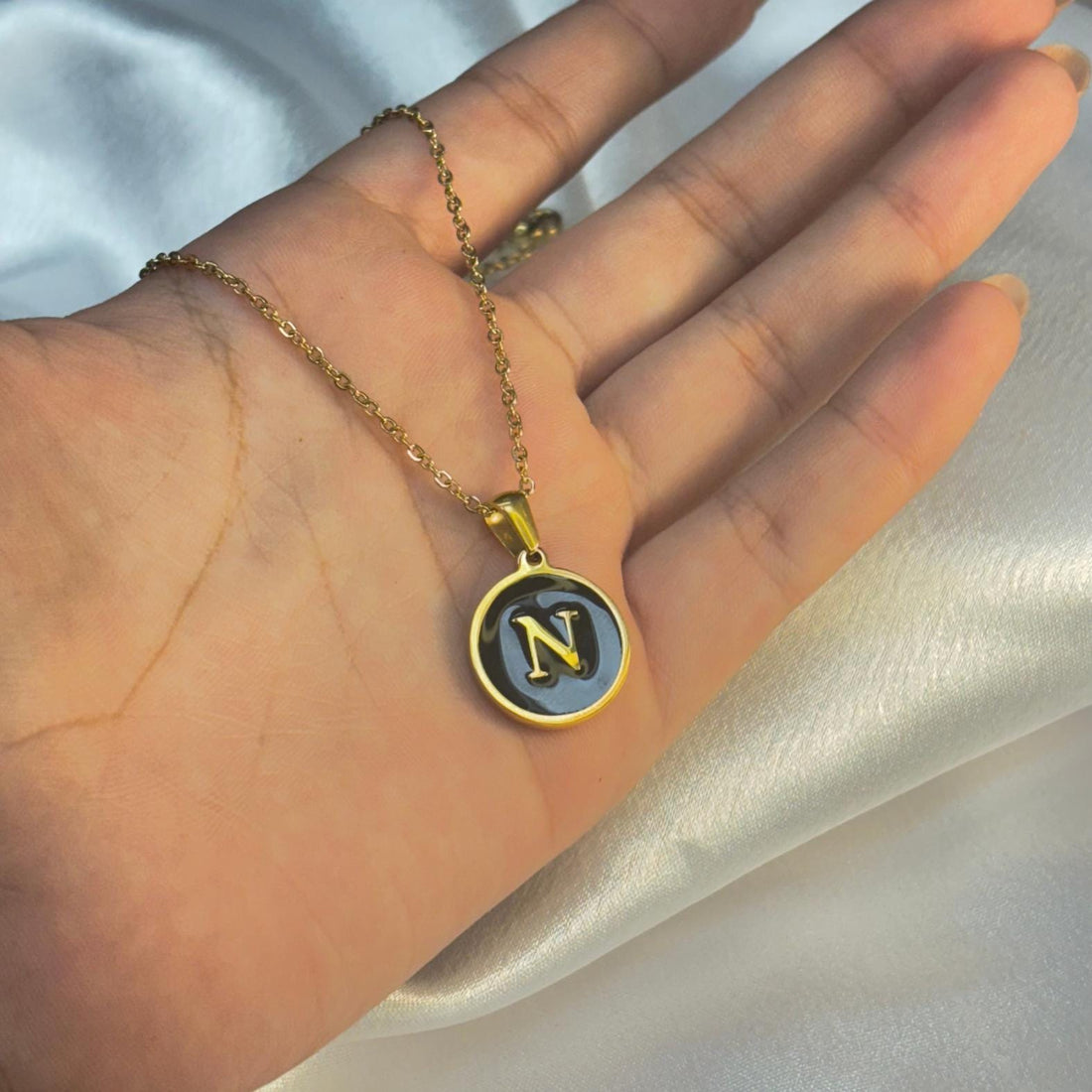Enamel Initial Pendant Necklace