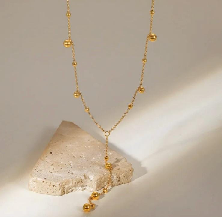 Y-Drop Beaded Necklace