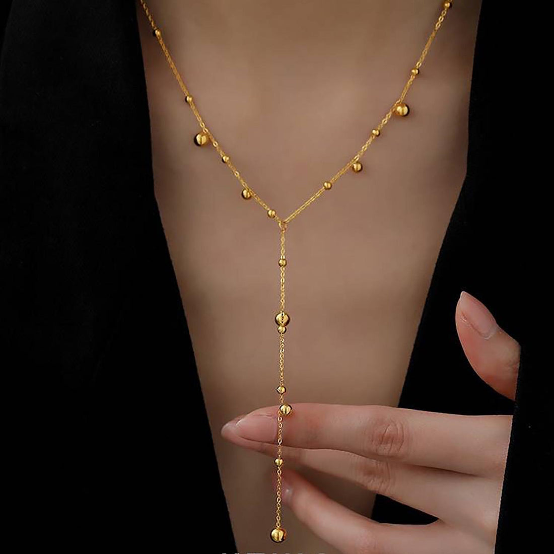 Y-Drop Beaded Necklace