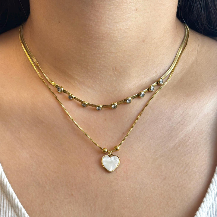 Heart & Stones Gold-Plated Layering Necklace