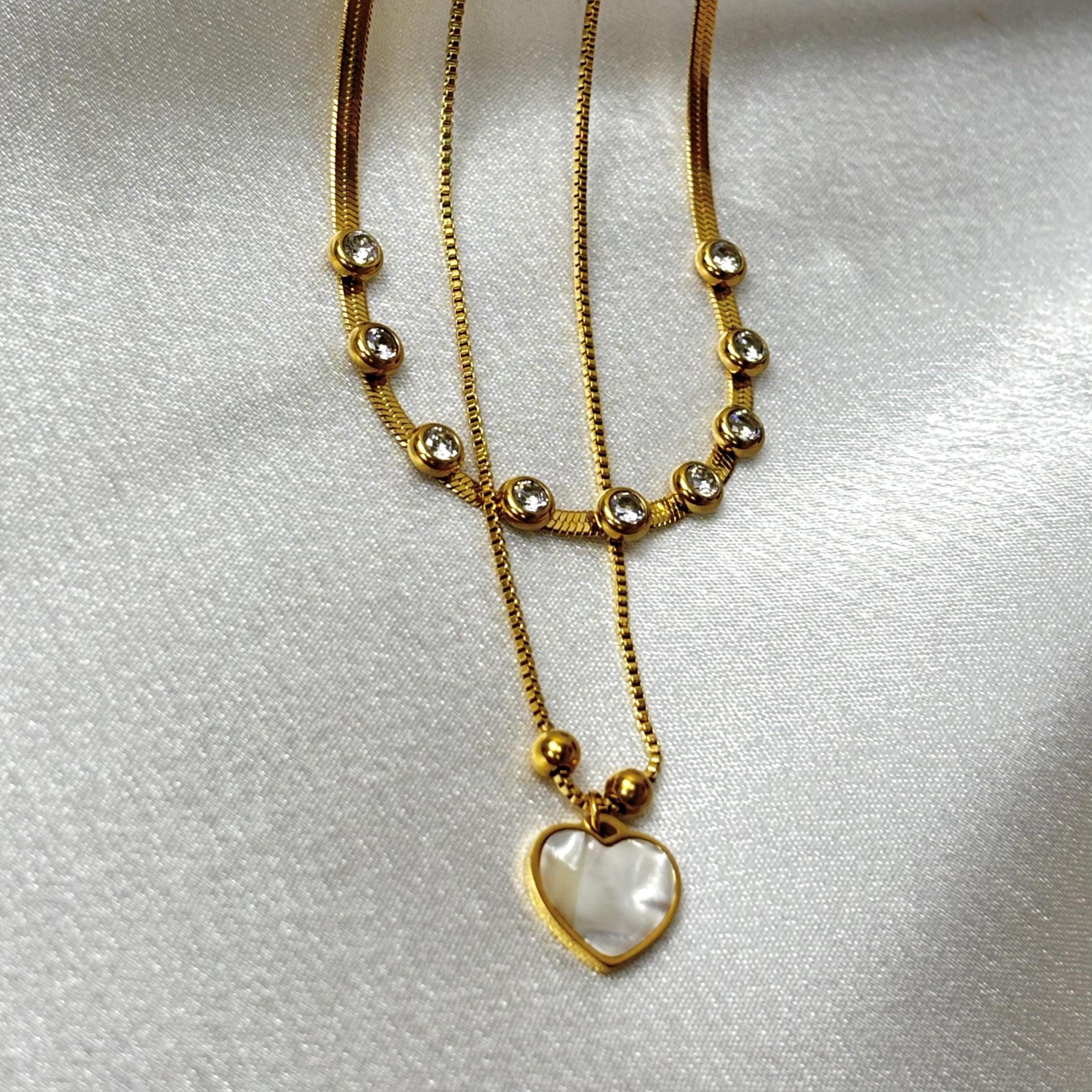 Heart & Stones Gold-Plated Layering Necklace