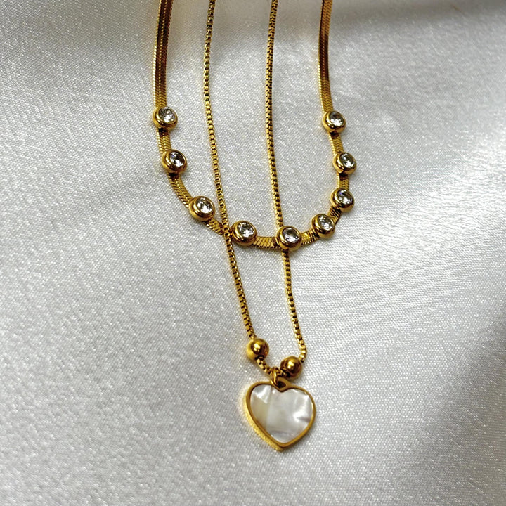 Heart & Stones Gold-Plated Layering Necklace