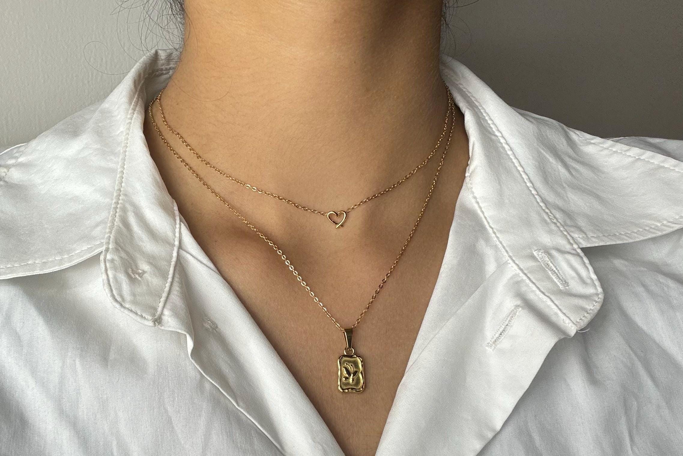 Double-Layered Butterfly & Heart Necklace