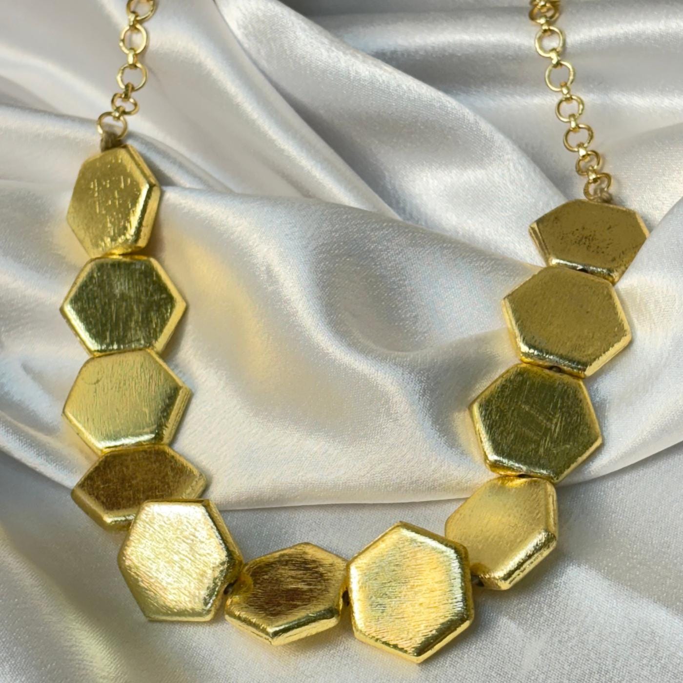 Bold Hexagonal Gold Statement Choker