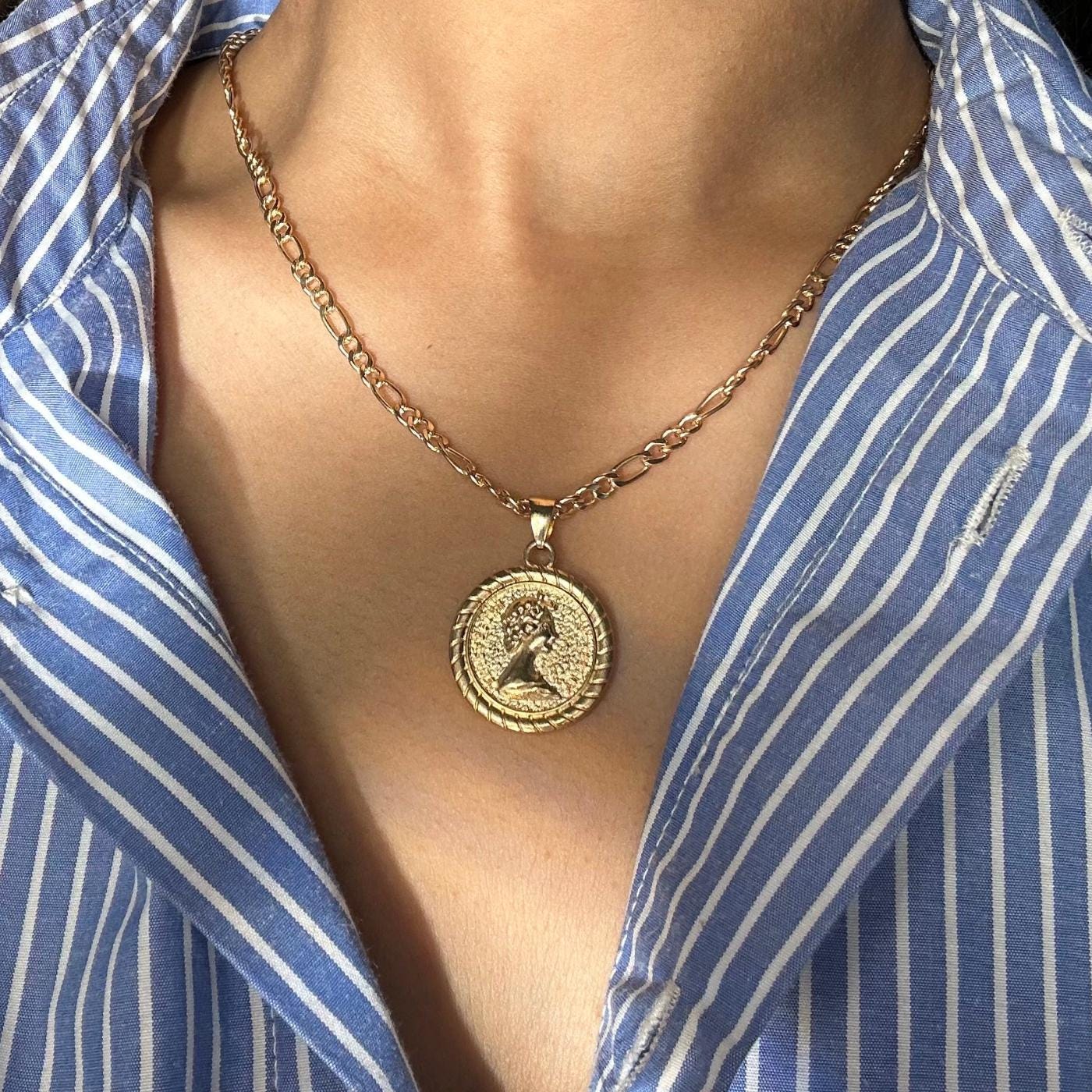 Coin medallion necklace