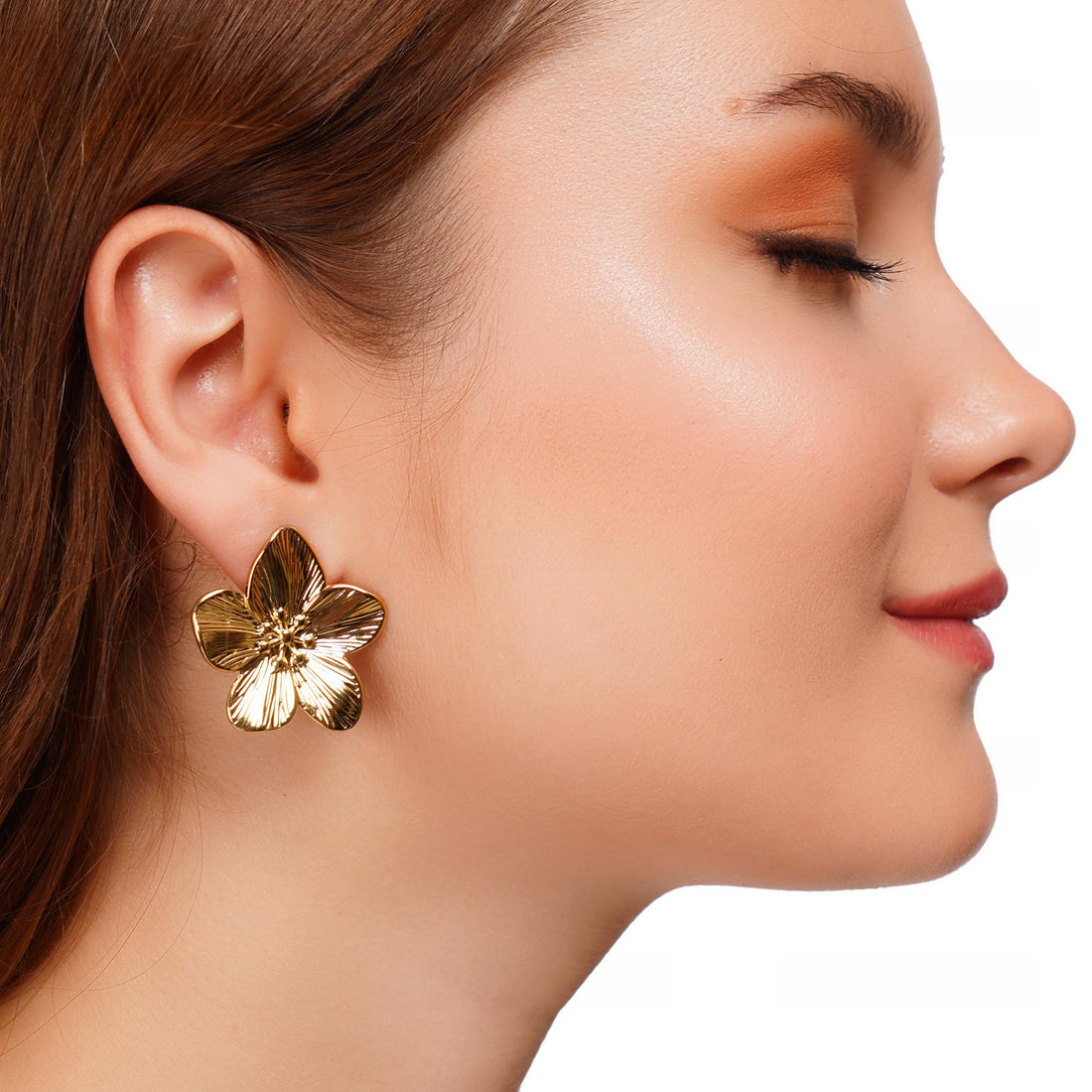 Bold Floral Gold-Plated Studs