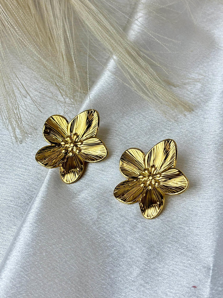 Bold Floral Gold-Plated Studs