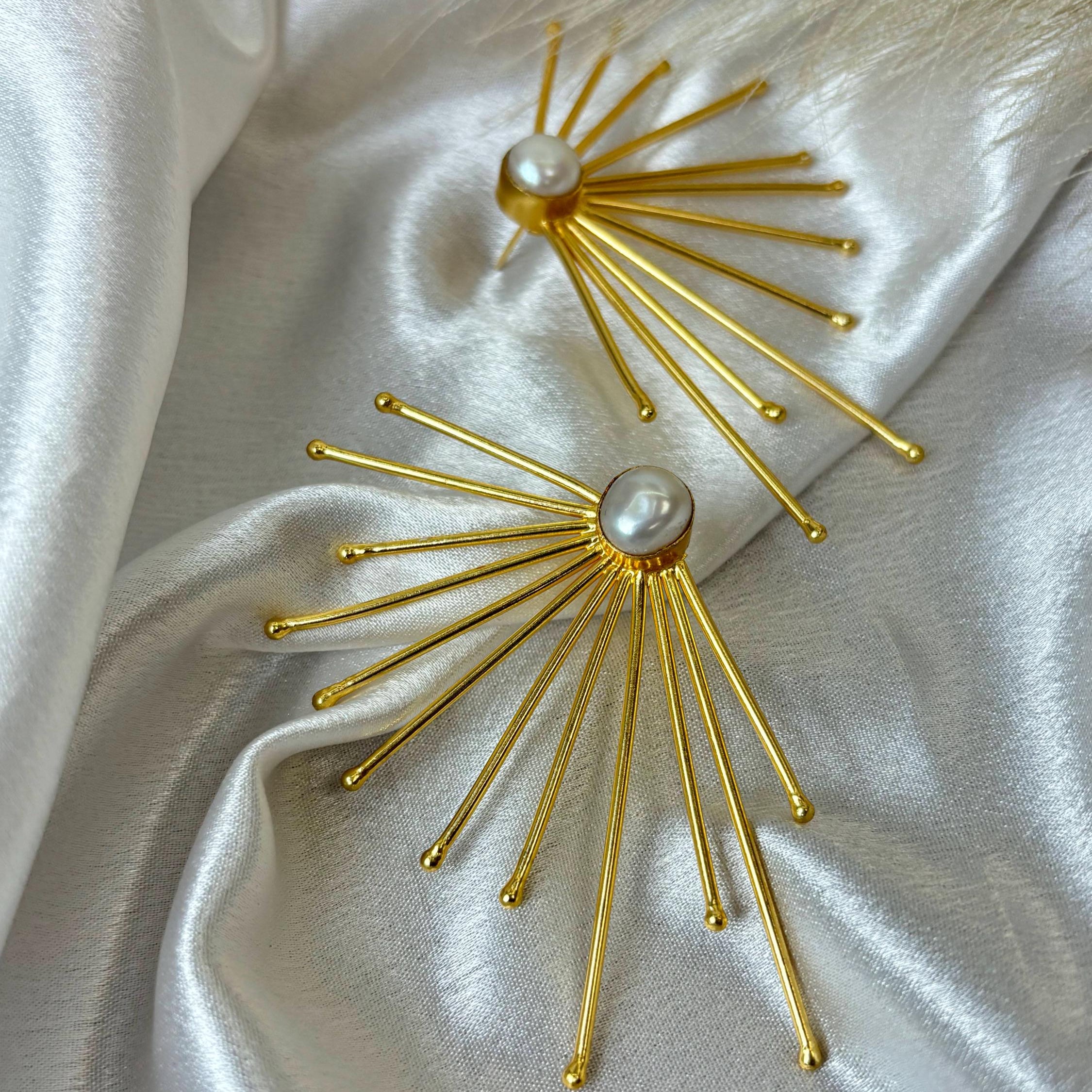 Pearl Sunburst Statement Earrings