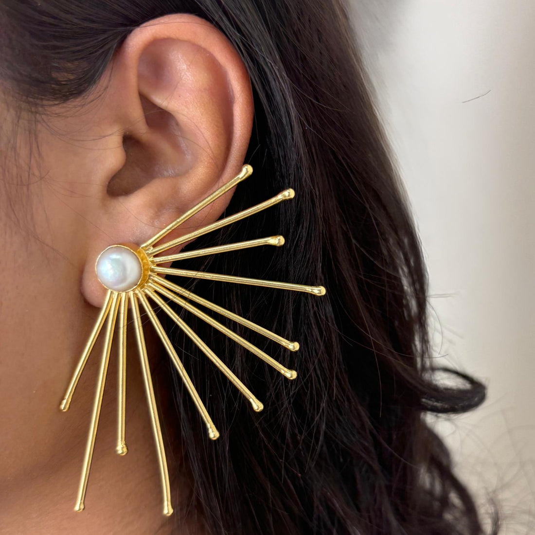 Pearl Sunburst Statement Earrings