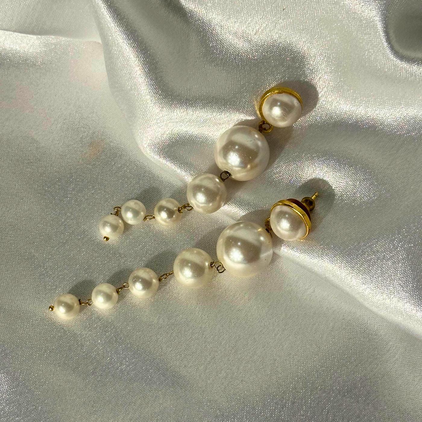 Cascading pearl drop earrings