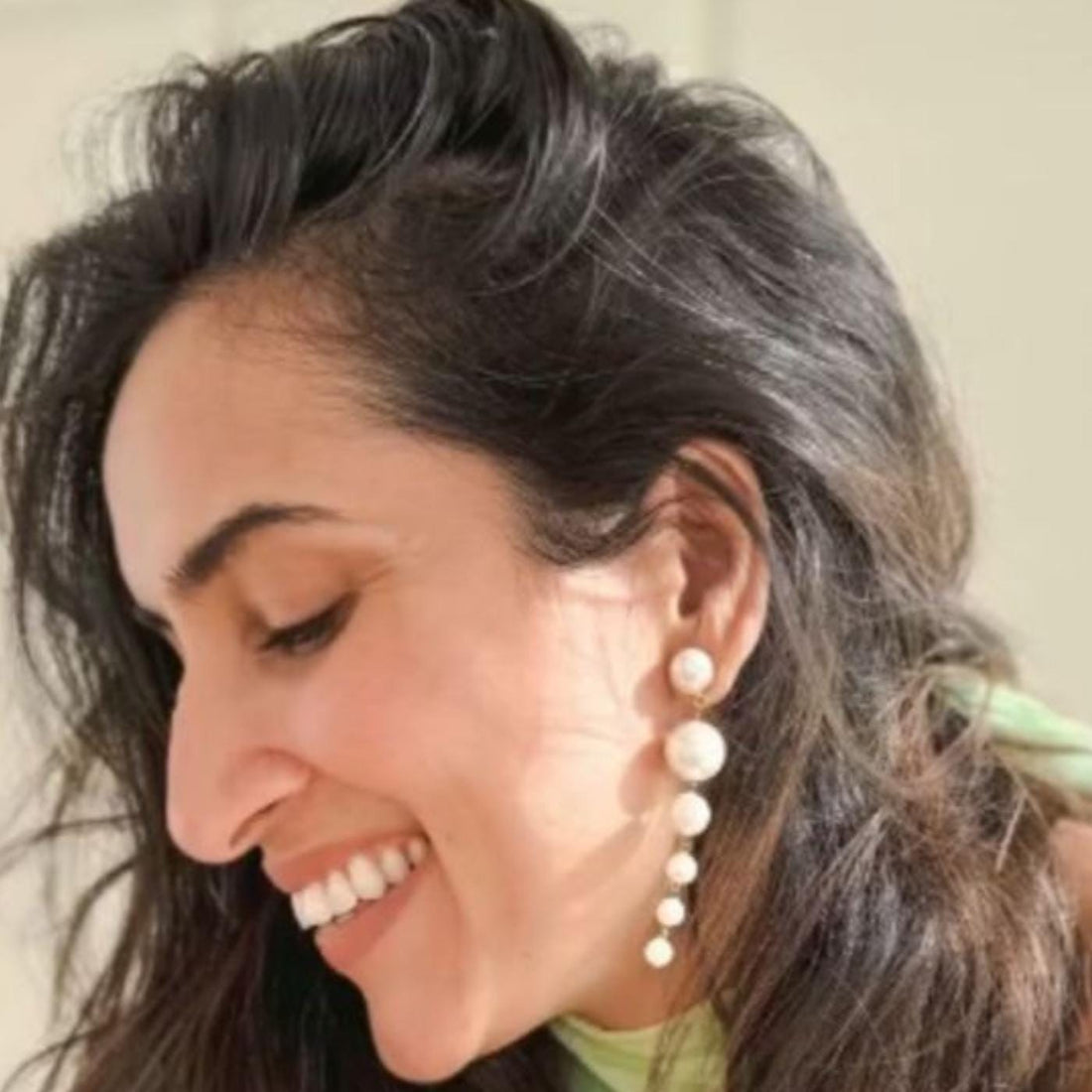 Cascading pearl drop earrings