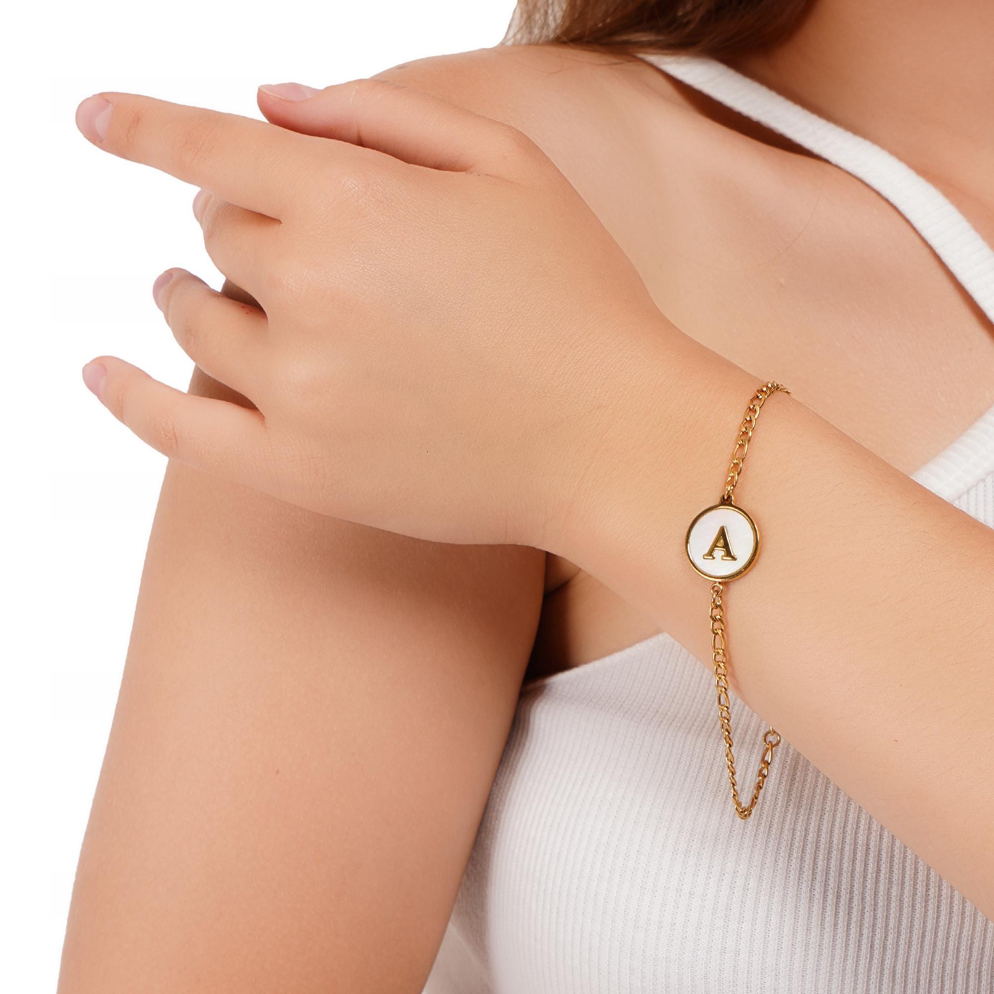 Initial Disc Charm Bracelet