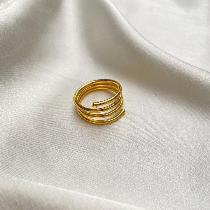 Golden Layers Broad Cuff Ring