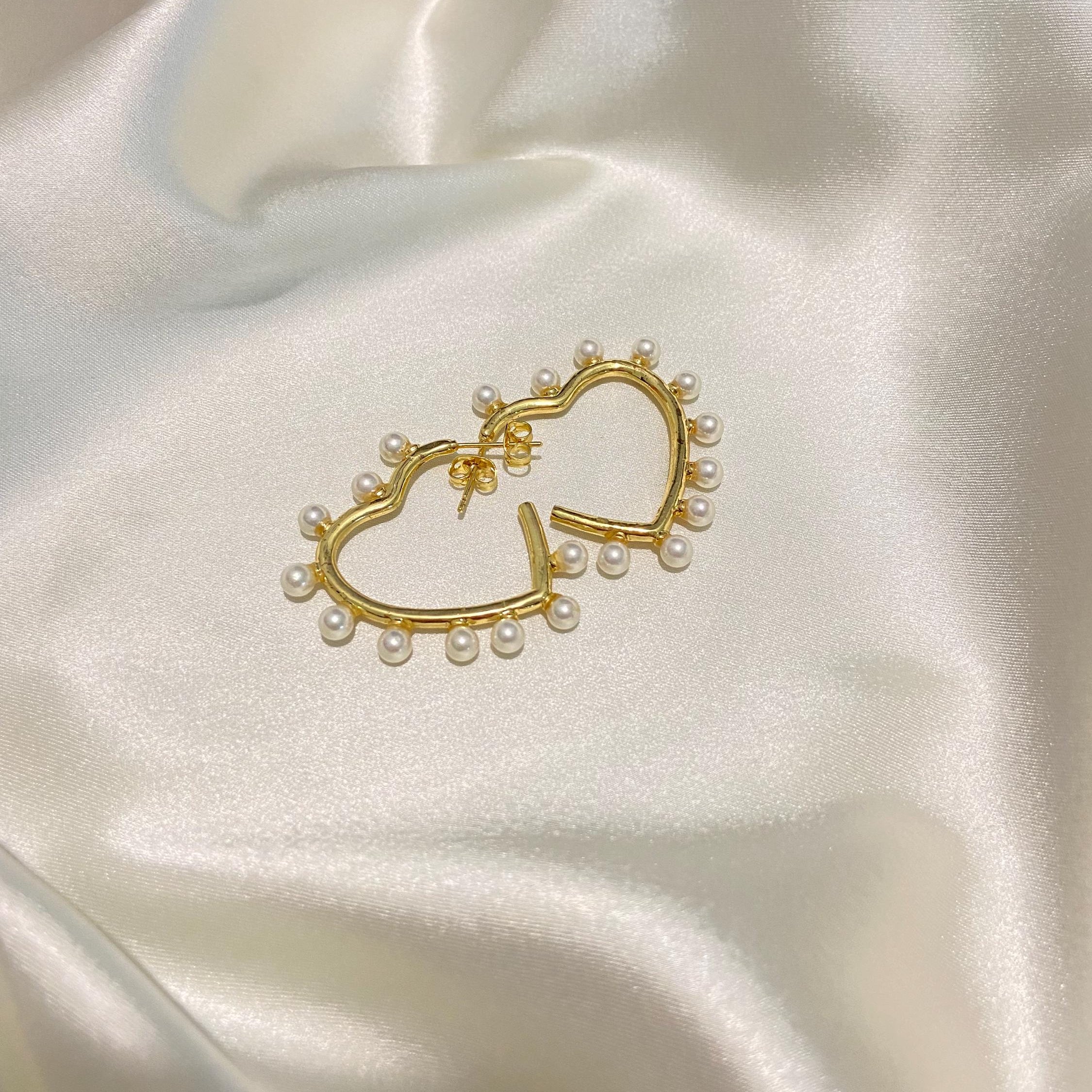 Pearl Gold-Plated Heart Earrings