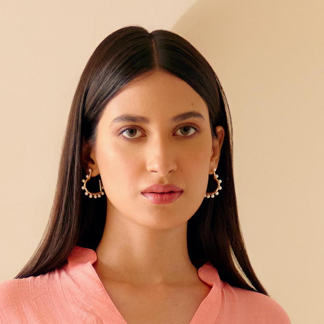 Pearl Gold-Plated Heart Earrings