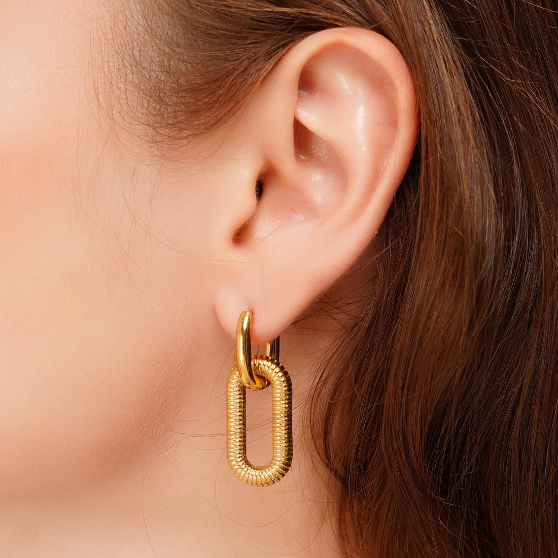 Textured Chain Loop Hoop Earrings