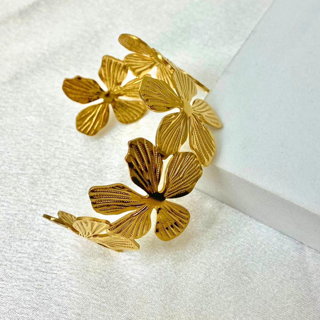 Gold floral cuff Bracelet