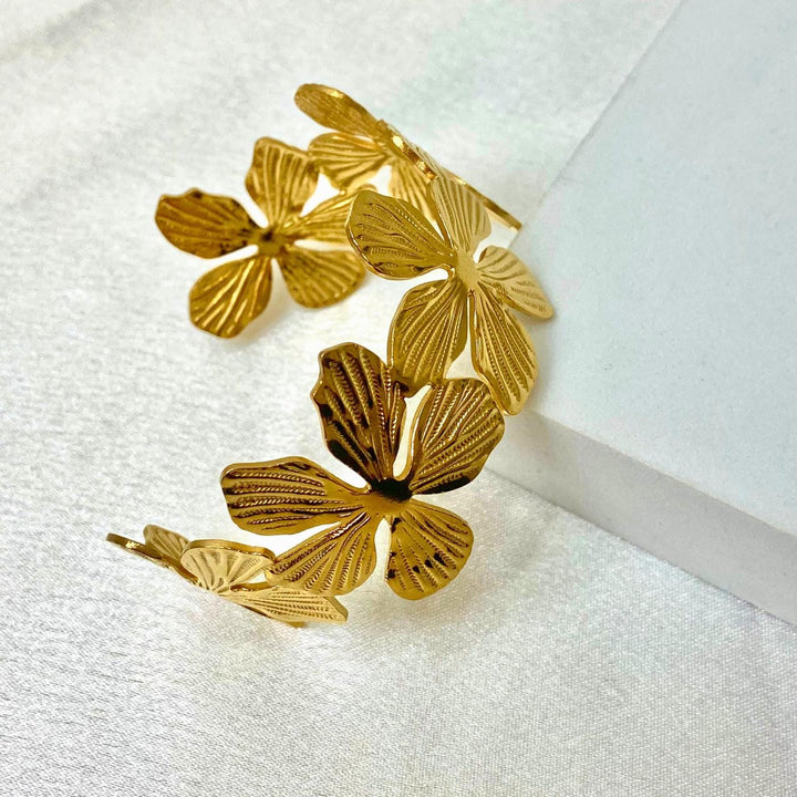 Gold floral cuff Bracelet