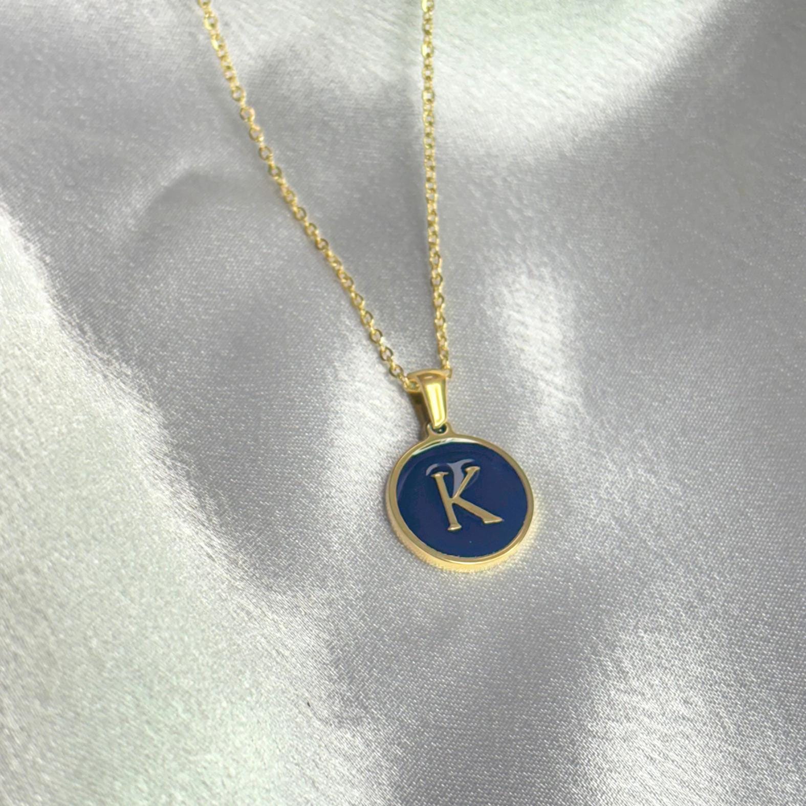 Enamel Initial Pendant Necklace