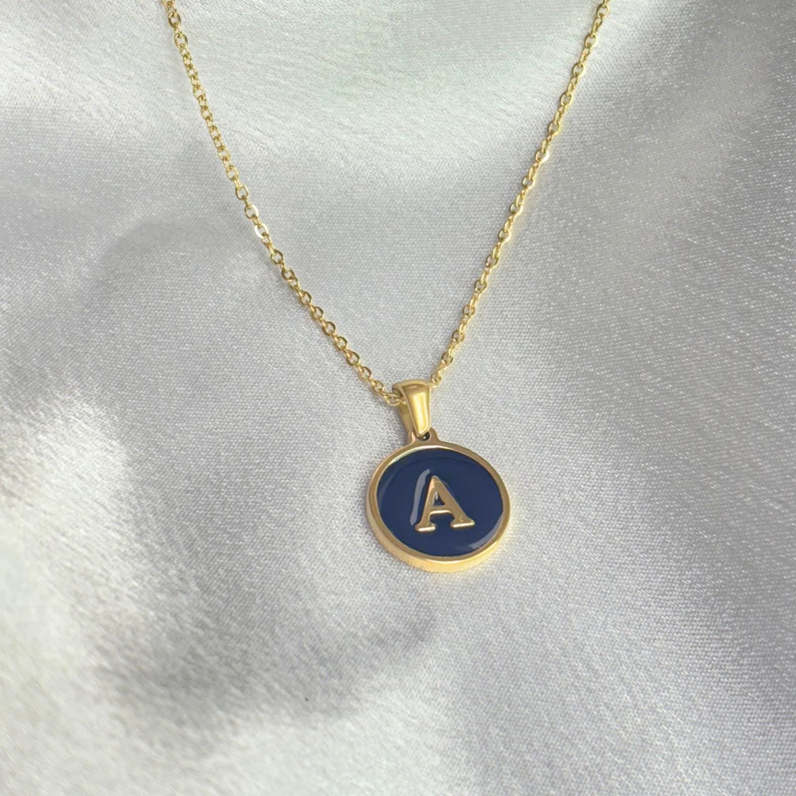 Enamel Initial Pendant Necklace