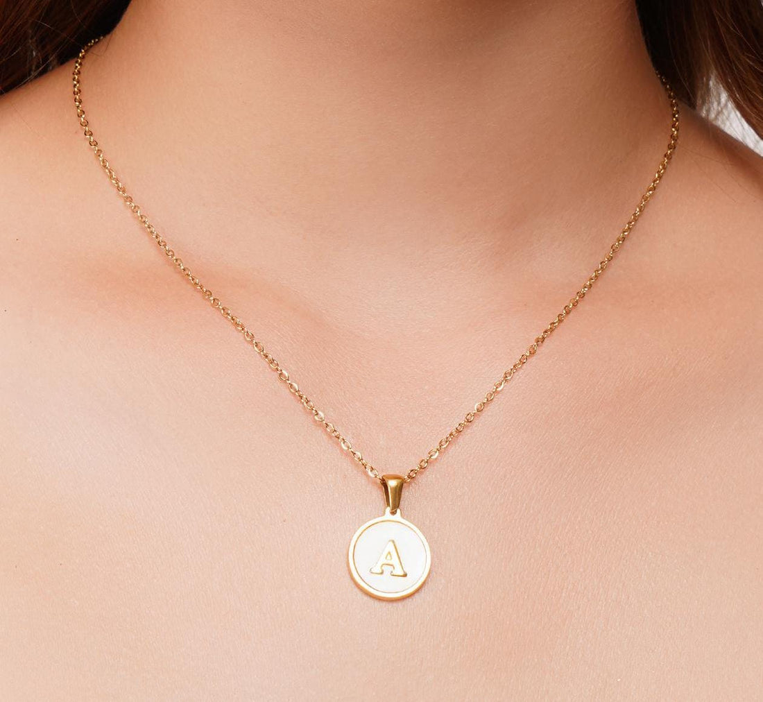 Mother Of Pearl Initial Pendant Necklace