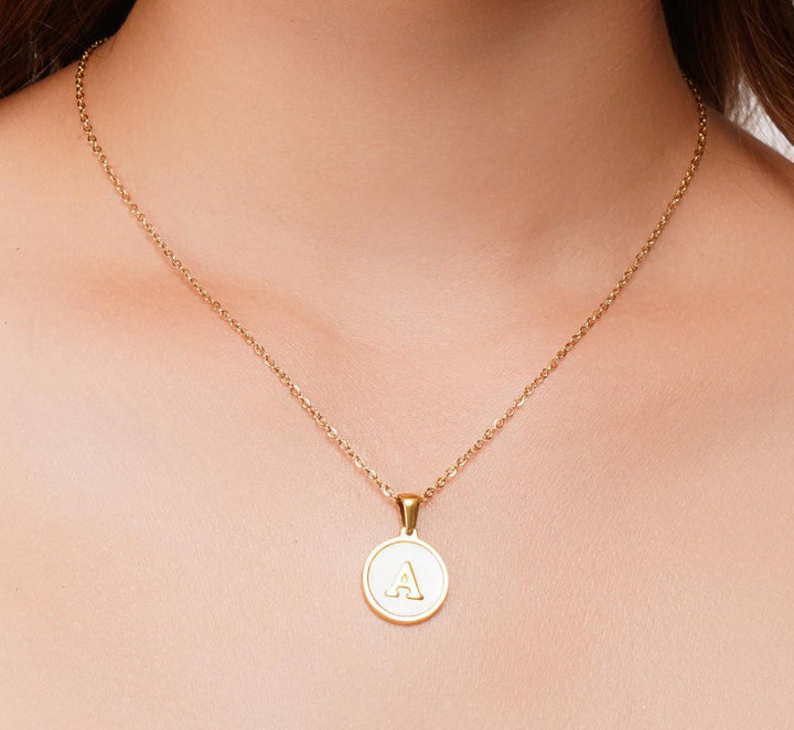 Mother Of Pearl Initial Pendant Necklace