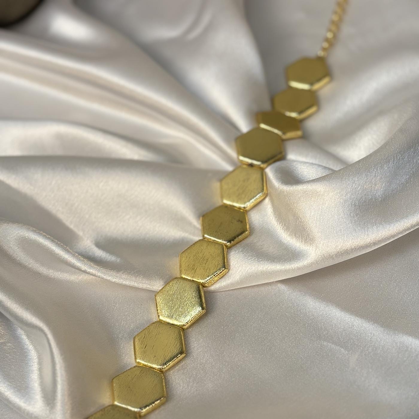 Bold Hexagonal Gold Statement Choker