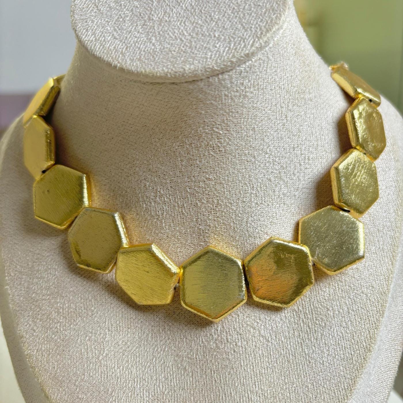 Bold Hexagonal Gold Statement Choker