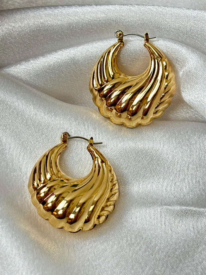 Bold Swirl Hoop Basket Earrings