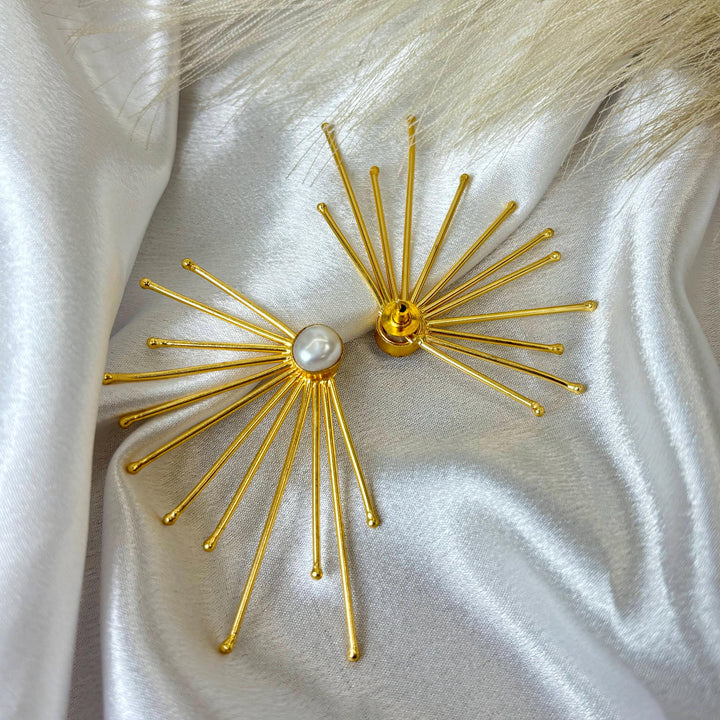 Pearl Sunburst Statement Earrings