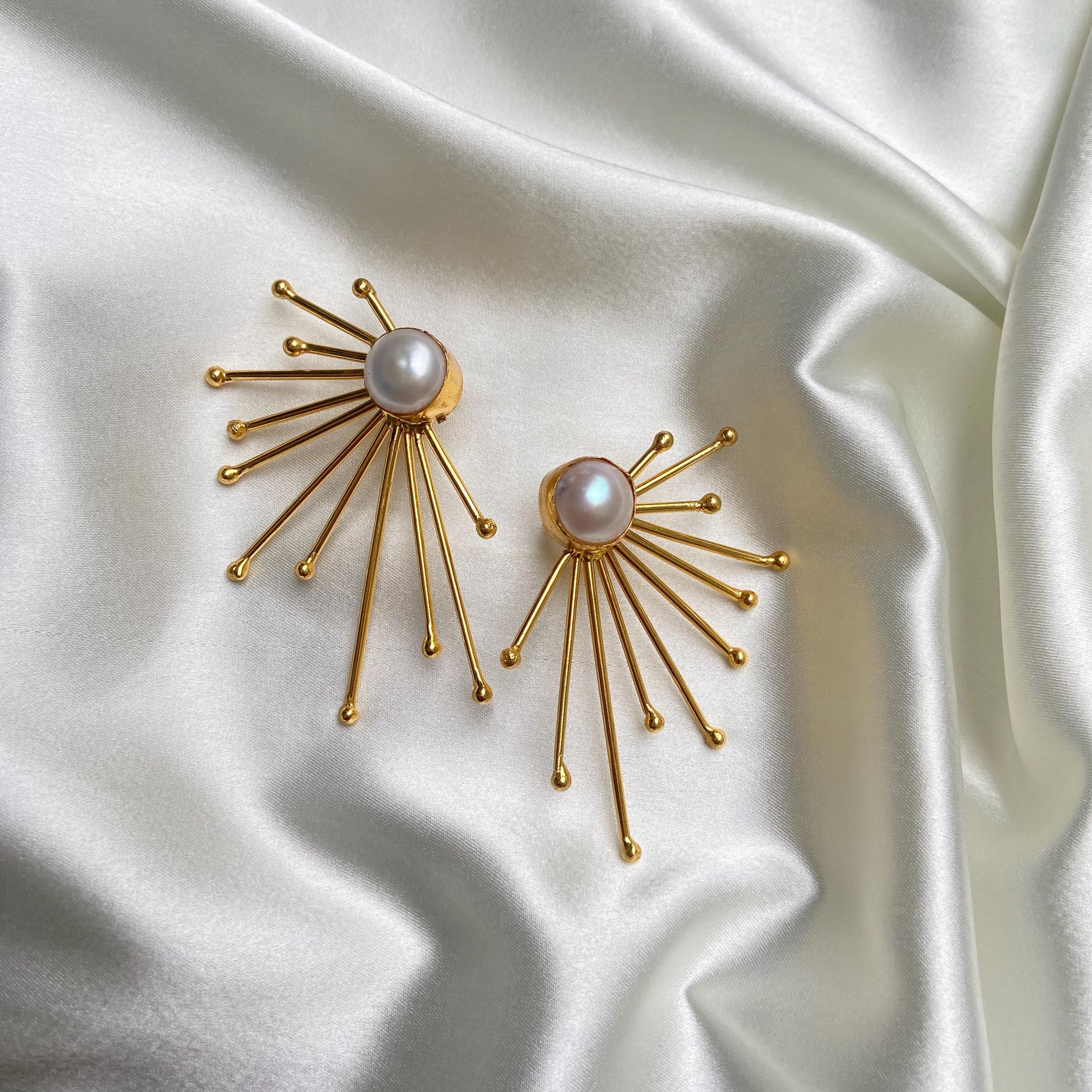 Pearl Sunburst Statement Earrings