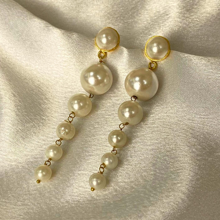 Cascading pearl drop earrings