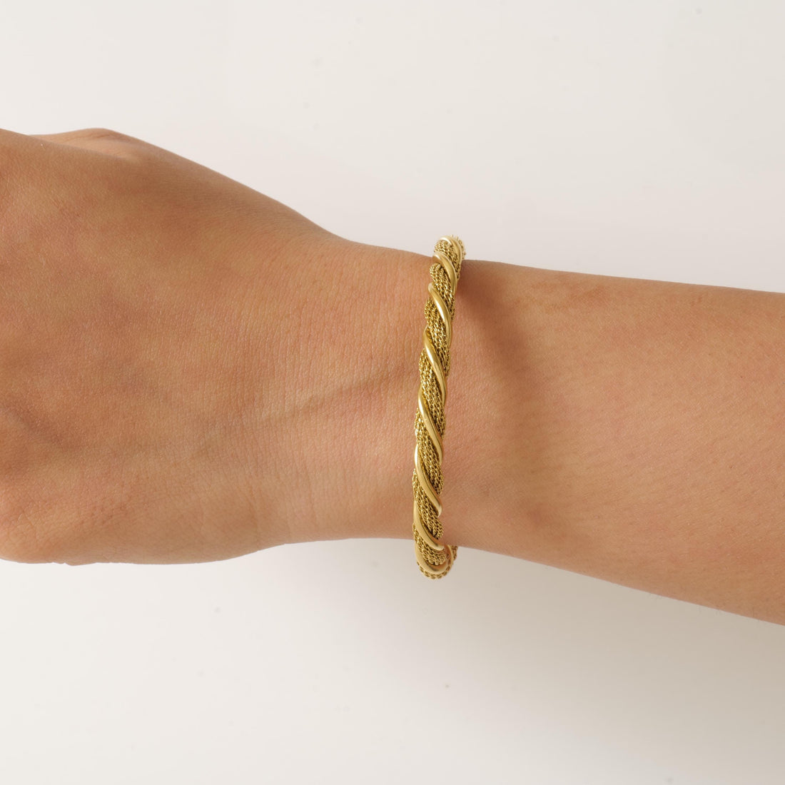 Gold rope twist cuff bracelet