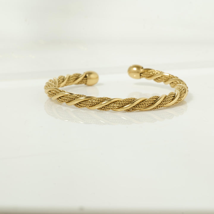 Gold rope twist cuff bracelet