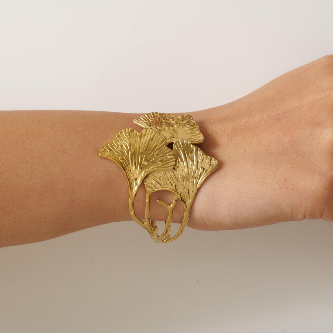 Gold ginkgo leaf bracelet