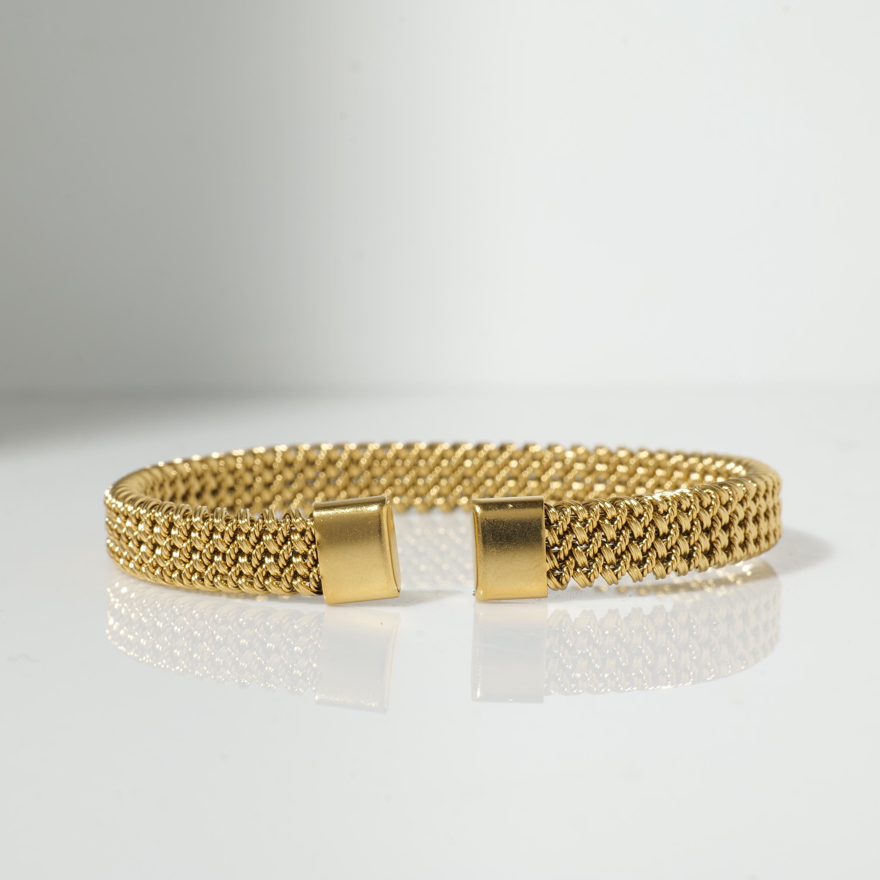 Gold braided cuff bracelet