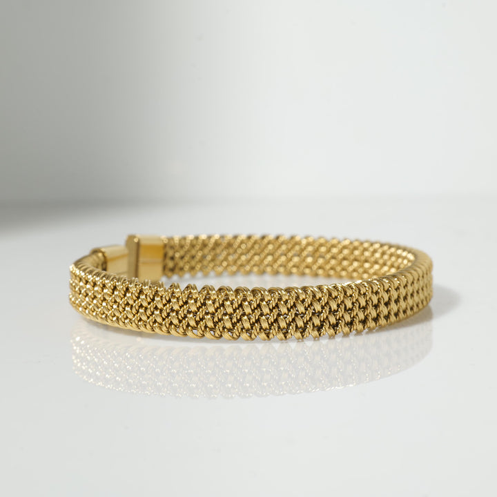 Gold braided cuff bracelet