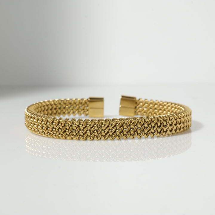 Gold braided cuff bracelet