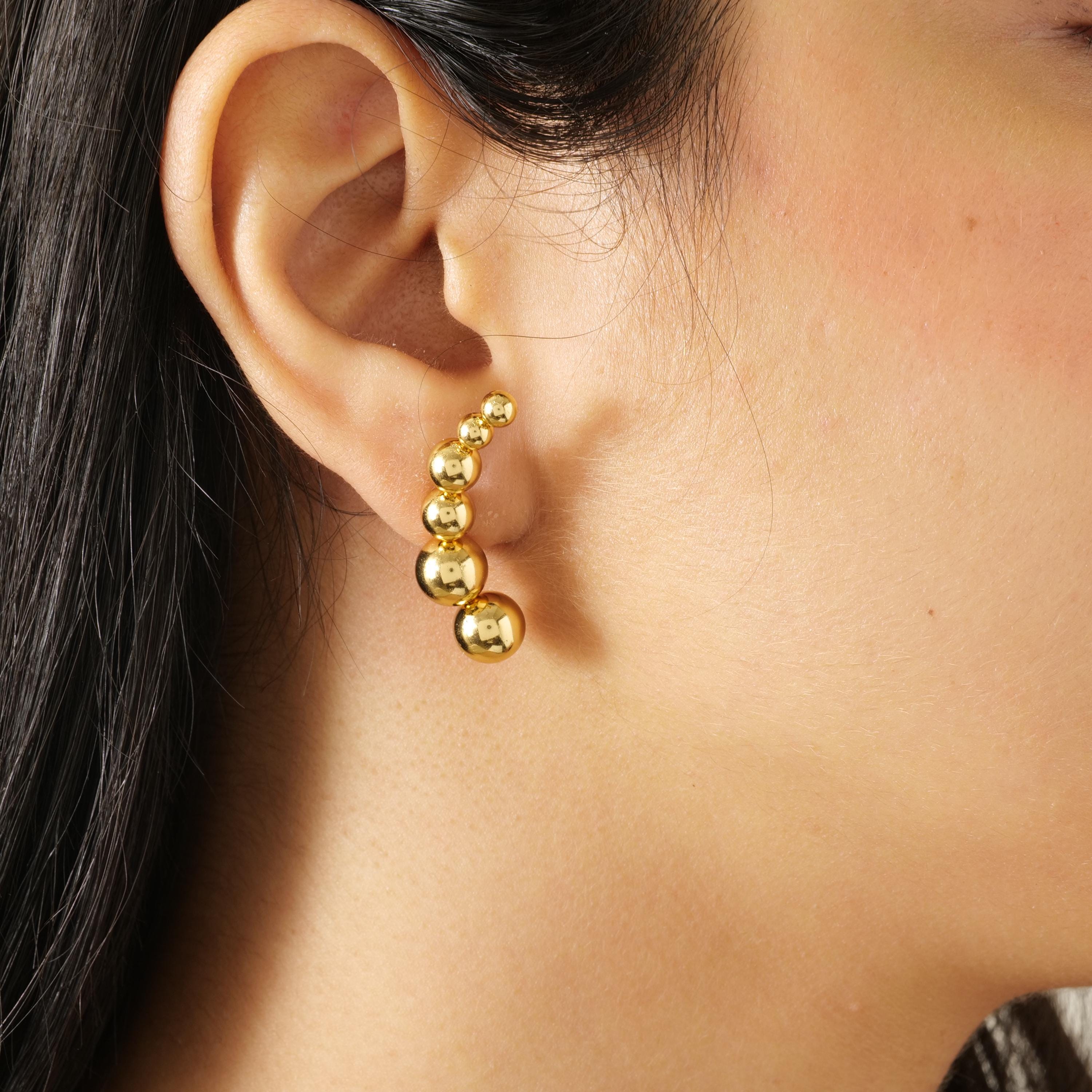 Gold bubble hoop earrings